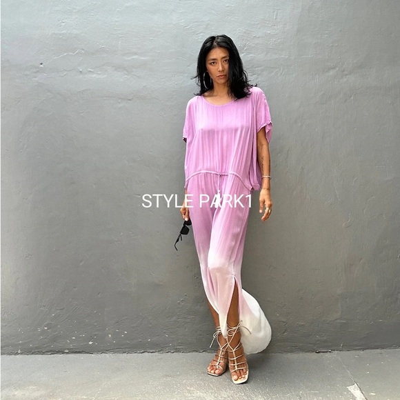 STYLE PARK MAXI KAFTAN DRESS - BNWT - ONE SIZE - PINK/CREAM OMBRE - Picture 8 of 11